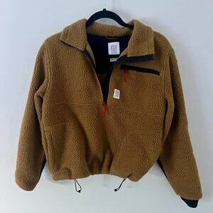 Brown pullover fleece jacket black